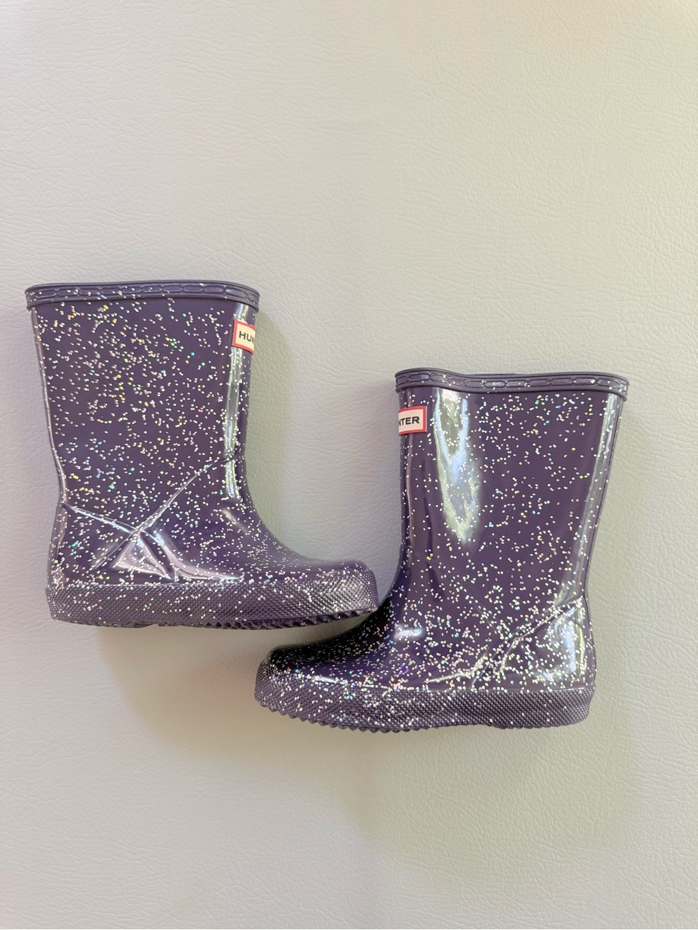 Hunter Kids First Giant Glitter Rain Boots Dark Purple Size 10 US Girls, UK 8